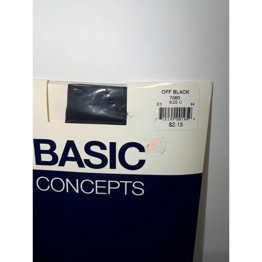 Basic Concepts Vintage Day Sheer Control Top Pantyhose Off Black Sz C USA Made